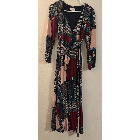 Anthropologie Small Porridge Virginia Patchwork Wrap Maxi Dress Hipster Boho - Picture 1 of 6